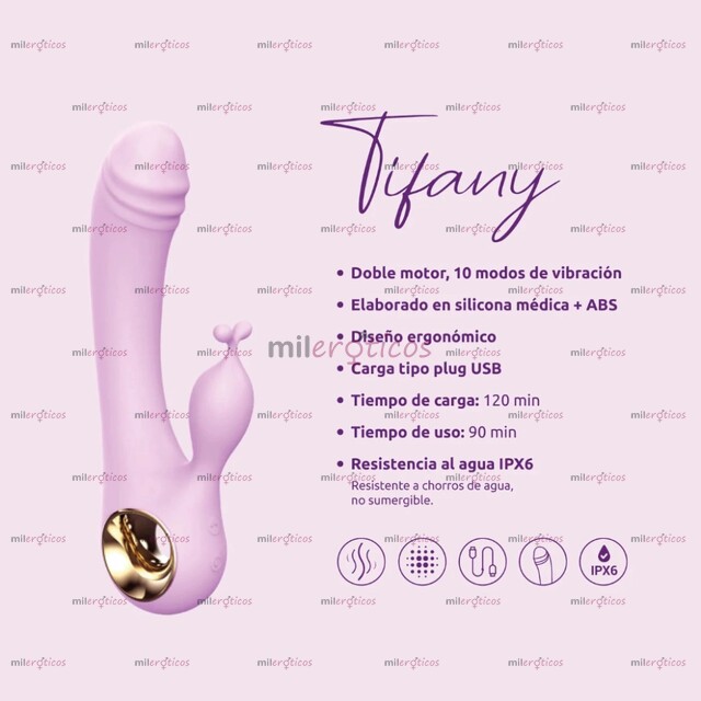 FOTOS DE VIBRADOR DOBLE TIFANY CON 10 MODOS DE VIBRACION RECARGABLE