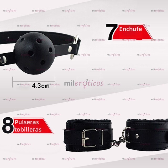 FOTOS DE KIT BONDAGE JUEGO DE 10 PIEZAS BDSM FETICHE JUGUETES PAREJAS