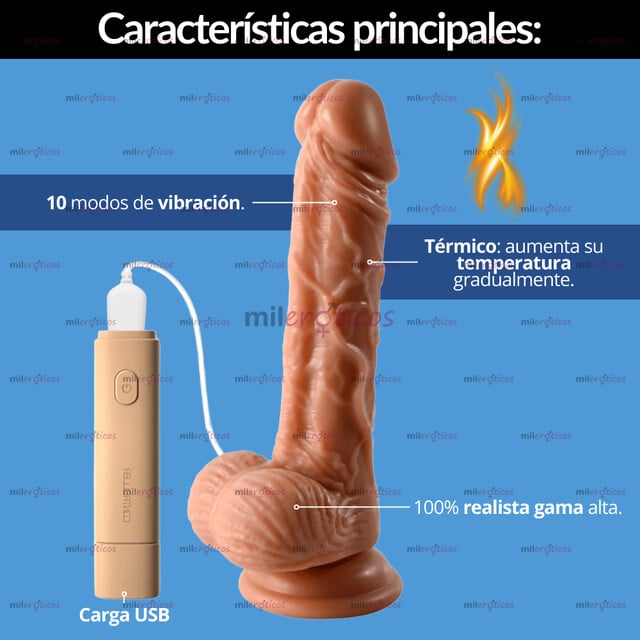 FOTOS DE 1939816 VIBRADOR DILDO REALISTA TÉRMICO RECARGABLE GAMA ALTA 20.5CM
