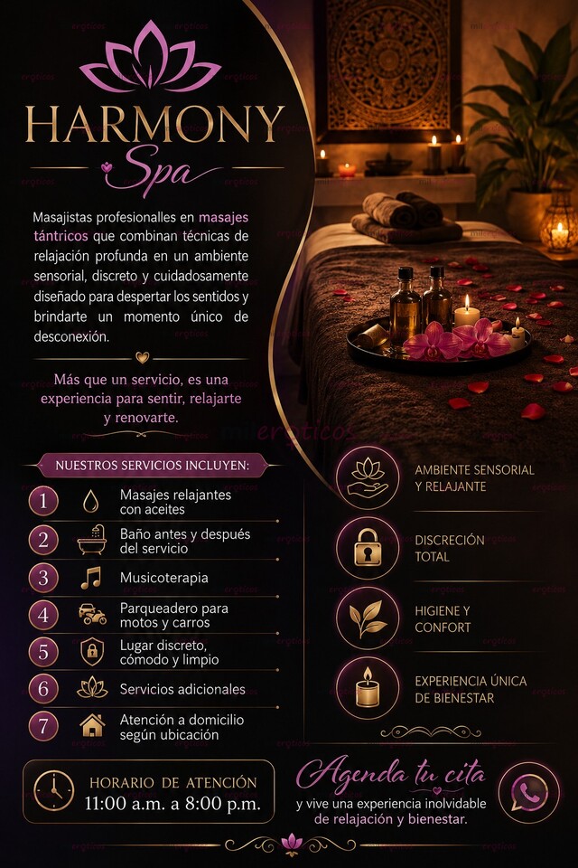 FOTOS DE PROFESIONALES MASAJISTAS EN HARMONY SPA CON FINAL FELIZ Y ADICIONALES AL NORTE