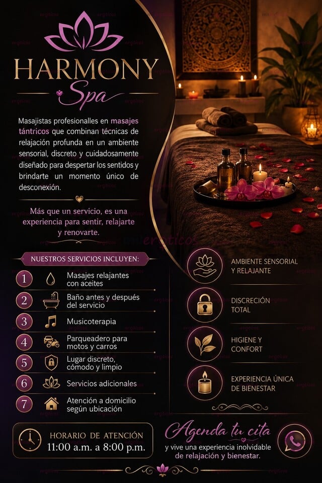 FOTOS DE PROFESIONALES MASAJISTAS EN HARMONY SPA CON FINAL FELIZ Y ADICIONALES AL NORTE