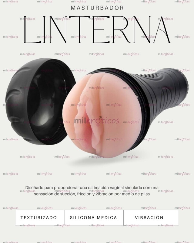 FOTOS DE TIPO LINTERNA NEGRO TEXTURIZADO POR DENTRO CON VIBRACION INCLUIDA