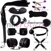 KIT BONDAGE JUEGO DE 10 PIEZAS BDSM FETICHE JUGUETES PAREJAS - FOTO 7